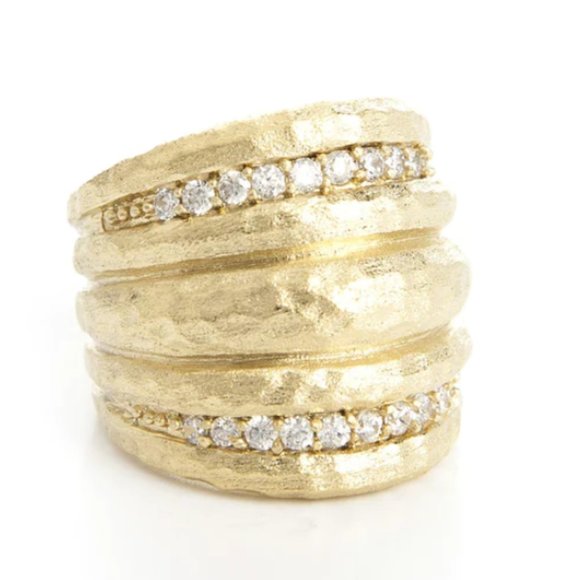 RIVKA FRIEDMAN Wide Hammered Band Ring - Size 8 - Picture 2 of 6